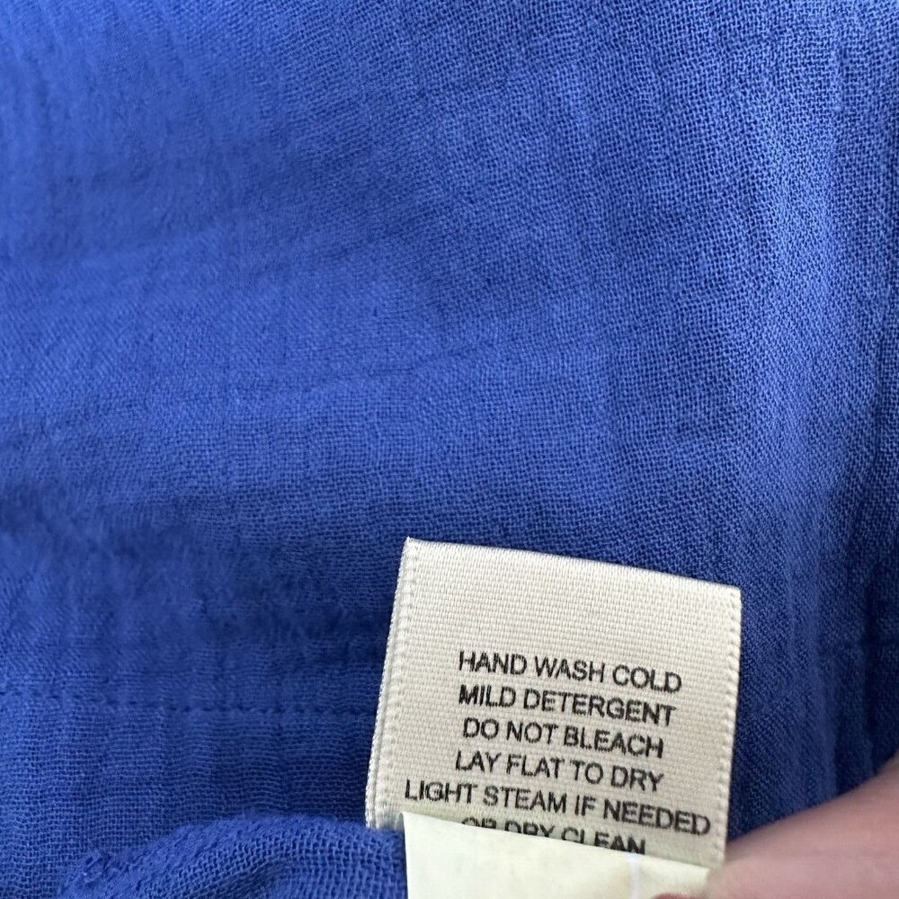 Lovestitch Gauze Hooded Top Blue Womens Size S Cropped Beach Cotton Long Sleeve - Picture 10 of 10